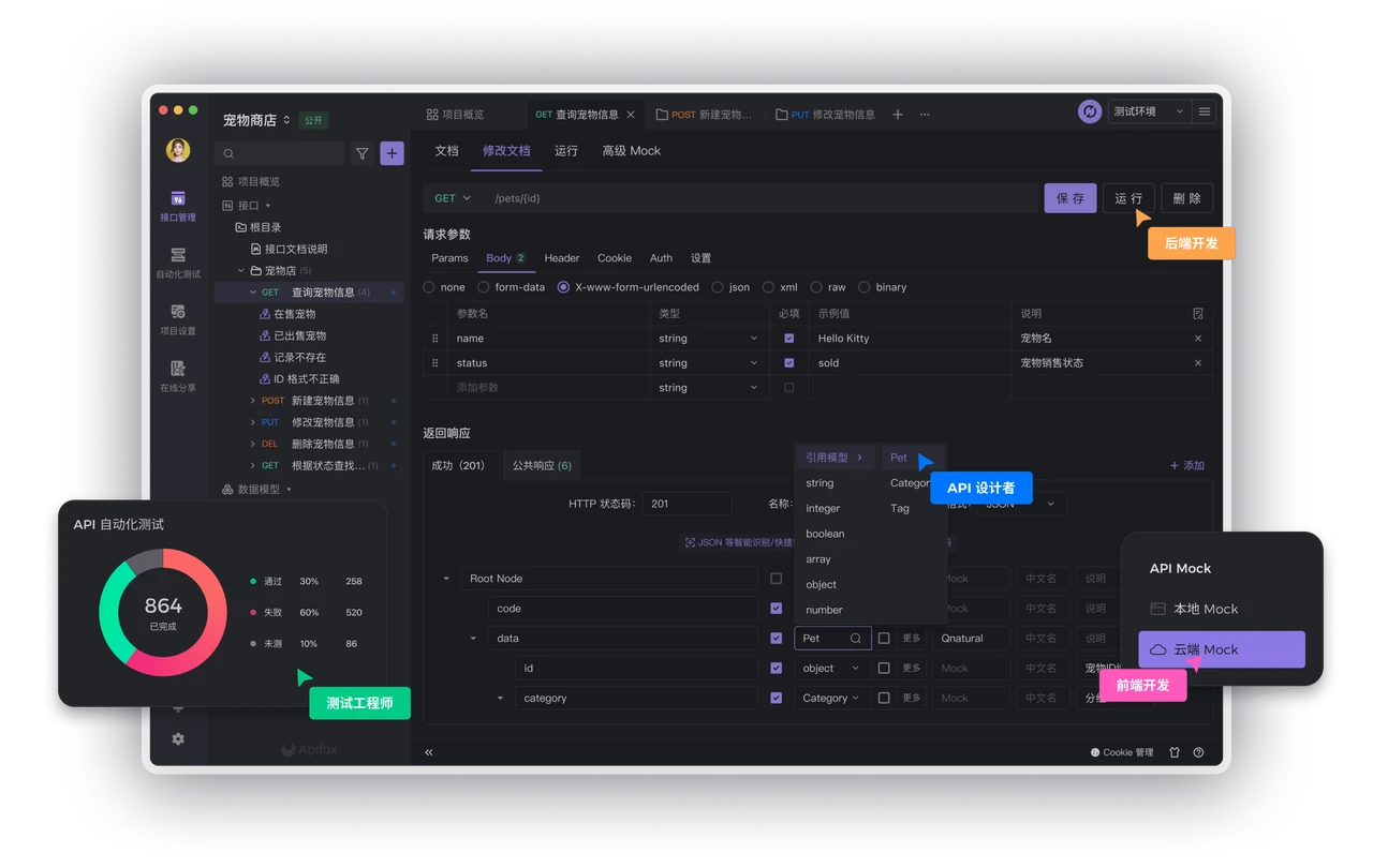 Apifox 接口调试界面